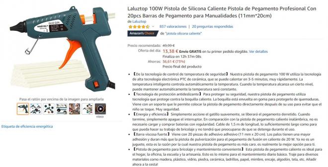 Amazon te ofrece el mejor precio en esta pistola de silicona.