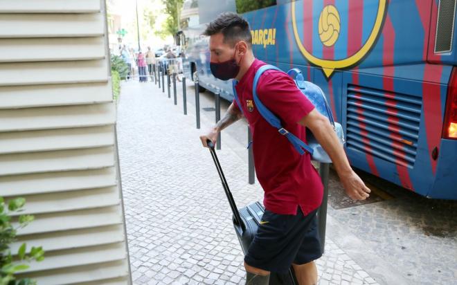 Messi, antes de viajar a Lisboa con el Barcelona (Foto: FCB).