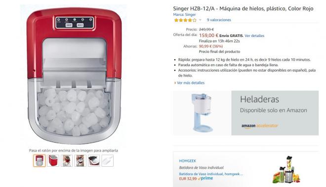 Máquina de hielos con descuento en Amazon.