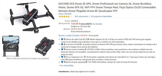 Este dron, al mejor precio en Amazon.
