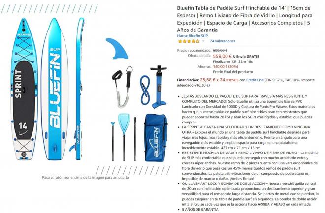 Amazon te ofrece el mejor precio en complementos de Paddle Surf.