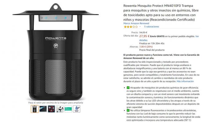 Trampa para mosquitos con descuento en Amazon.