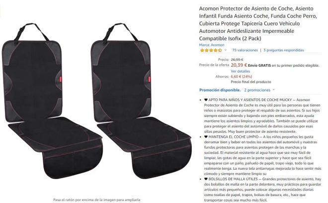 Gran oferta en Amazon en estas fundas de asientos de coche.