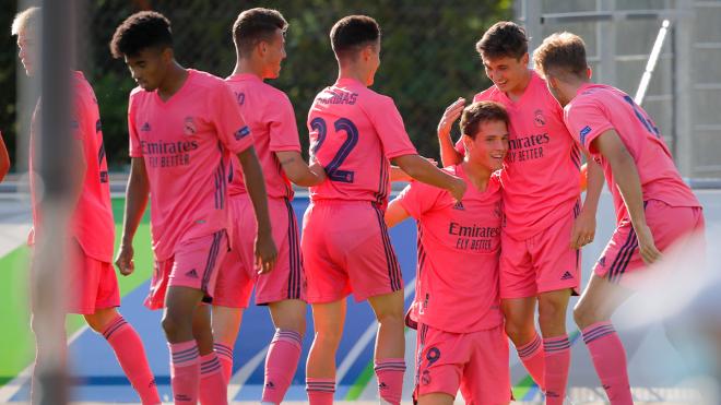 Celebración de un tanto ante el RB Salzburgo (Foto: Real Madrid).