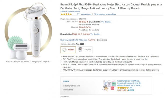 Esta depiladora Braun, al mejor precio en Amazon.