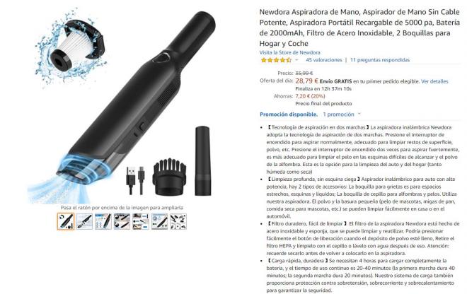 Amazon te ofrece el mejor precio en este aspirador de mano.