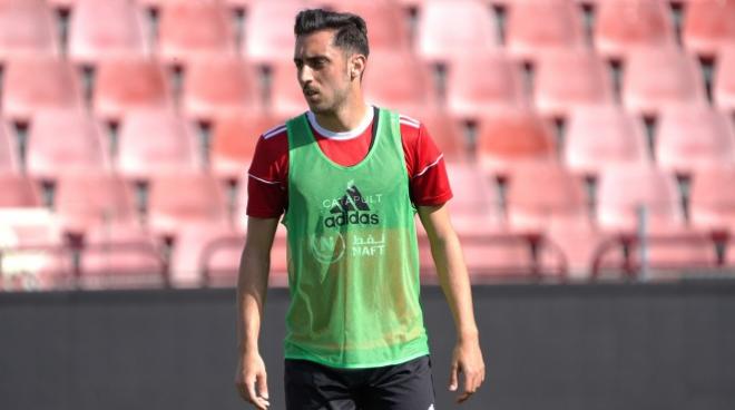 Sergio Aguza, durante un entrenamiento con el Almería (Foto: UDA).