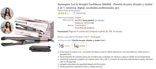 Amazon te ofrece un descuentazo en esta plancha para el pelo Remington.