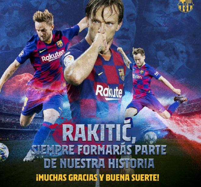Mensaje de despedida del Barça a Rakitic.