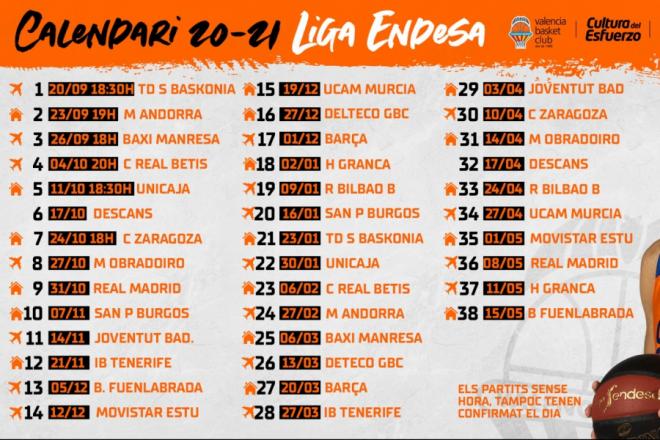 Calendario Valencia Basket