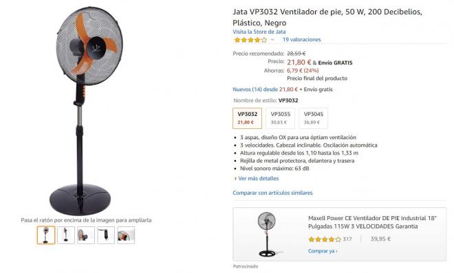 Amazon te trae este ventilador de pie al mejor precio.