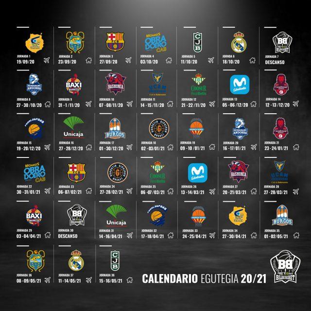 El calendario del Bilbao Basket en la Liga Endesa 2020/21.