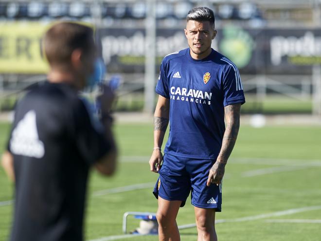 Juanjo Narváez en un entrenamiento del Real Zaragoza (Foto: Tino Gil/RZ).