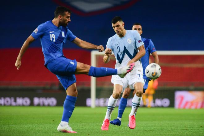 Haris Vuckic en el partido de Eslovenia ante Grecia (Foto: NZS).