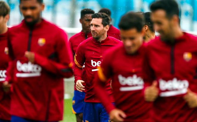Leo Messi, en el entrenamiento del Barcelona (Foto: FCB).