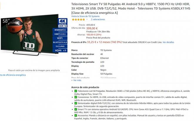 Smart TV de TD Systems con una rebaja espectacular en Amazon.