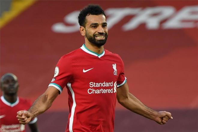 Mohameh Salah celebra su primer gol del curso con el Liverpool (Foto: EFE).