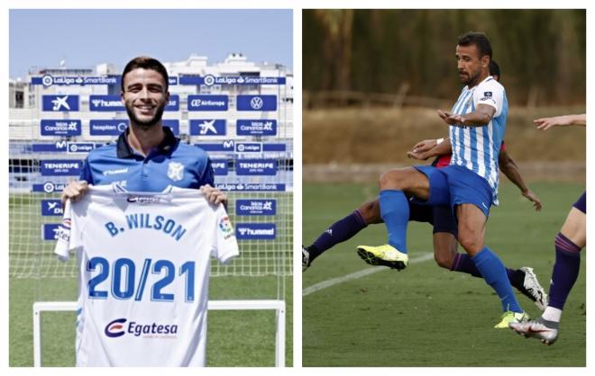 Bruno Wilson y Orlando Sá, con sus nuevas camisetas (Fotos: CD Tenerife / Málaga CF).