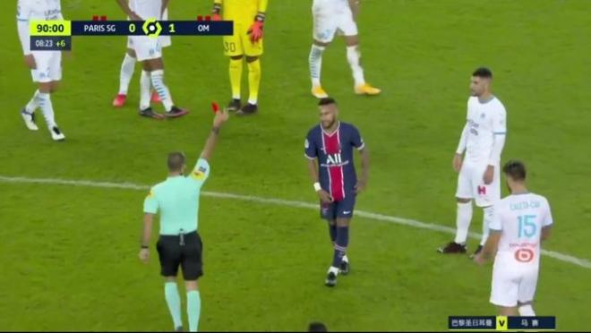Neymar, uno de los expulsados en el PSG-Marsella.