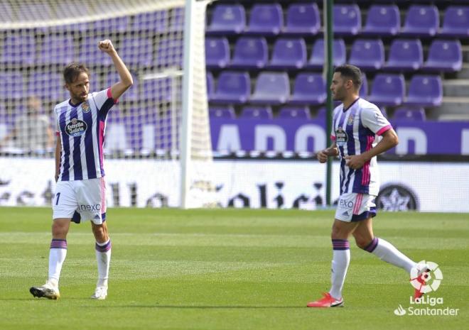Míchel celebra su gol ante la Real Sociedad (Foto: LaLiga).