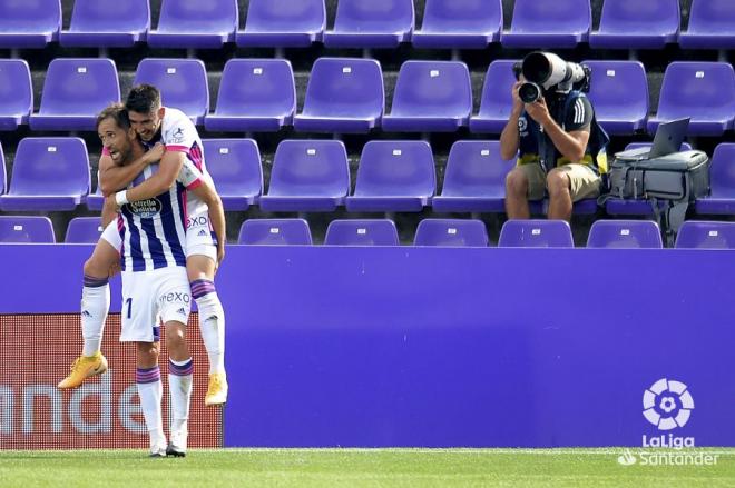 Míchel celebra su gol ante la Real Sociedad (Foto: LaLiga).