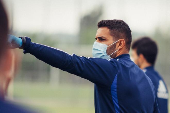 Javi Baraja, en un entrenamiento tras e parón por el coronavirus (Foto: Real Valladolid).