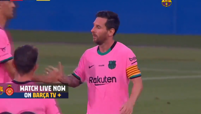 Messi, en el amistoso ante el Girona.