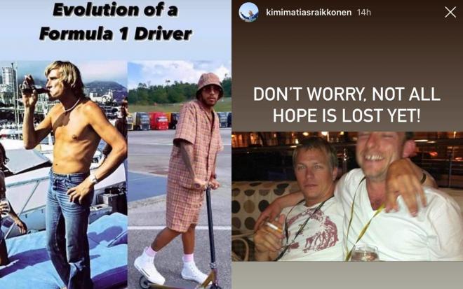 Kimi Raikkonen y su mensaje en Instagram en el que se ríe de Lewis Hamilton.