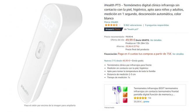 No te pierdas el precio de este termómetro iHealth sólo en Amazon.