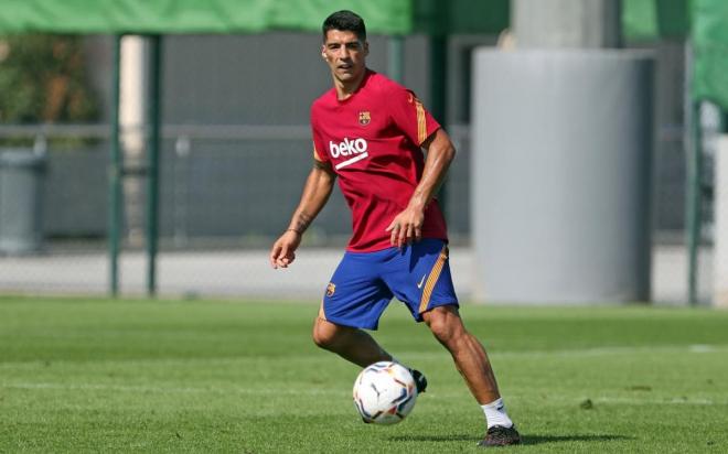 Luis Suárez, en el último entrenamiento del Barcelona (Foto: FCB).