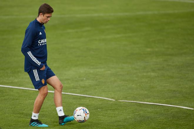 Andrés Borge en un entrenamiento del Real Zaragoza (Foto: Dani Marzo).