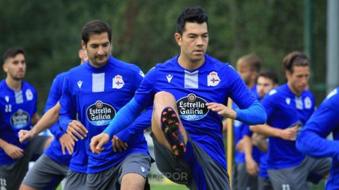 Miku y Celso Borges, en un entrenamiento (Foto: Deportivo).