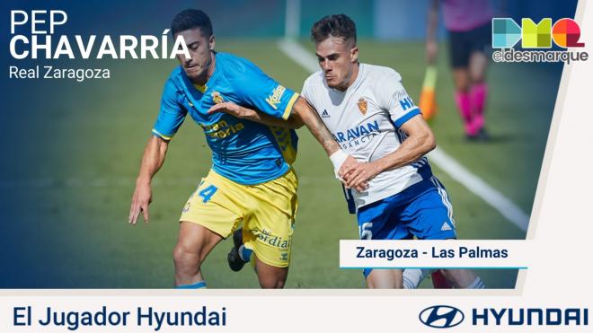 Pep Chavarría, jugador Hyundai del Real Zaragoza-Las Palmas.