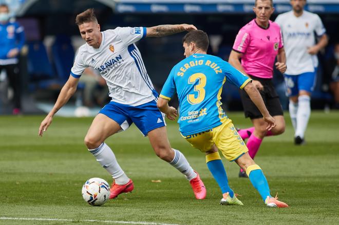 Vigaray, en su primer partido de la temporada ante Las Palmas en La Romareda (Foto: Daniel Marzo).