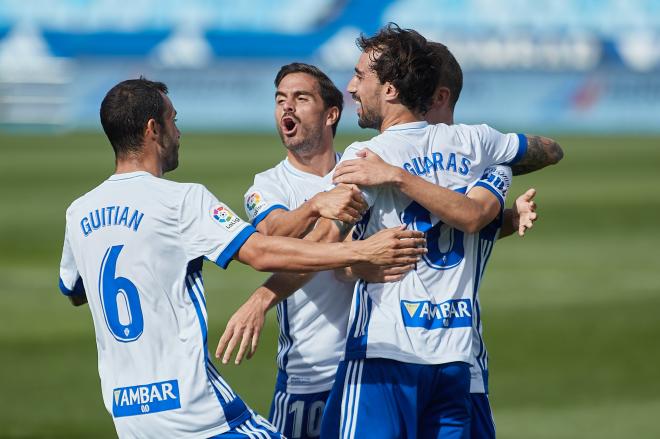 Celebración del primer gol zaragocista de la temporada (Foto: Daniel Marzo).