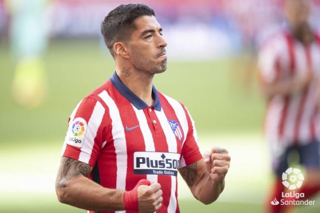 Luis Suárez celebra un gol con el Atlético (Foto: LaLiga).