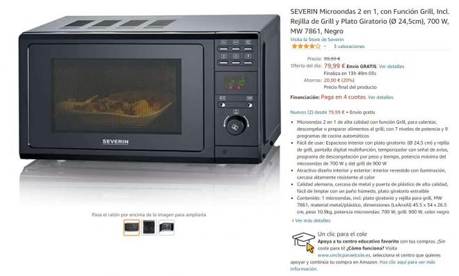 Este microondas está disponible con un gran descuento en Amazon.