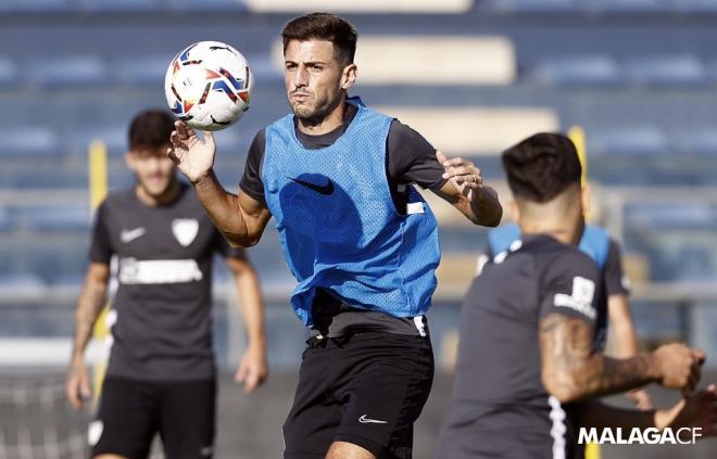 Pablo Chavarría, en un entreno de esta semana (Foto: Málaga CF).