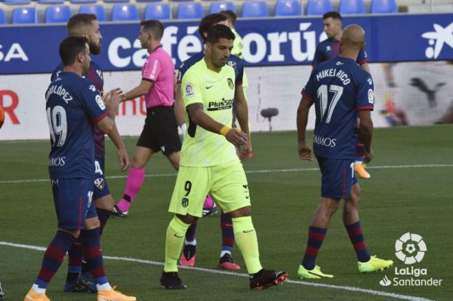 Luis Suárez, en la visita del Atlético de Madrid al Huesca (Foto: LaLiga).