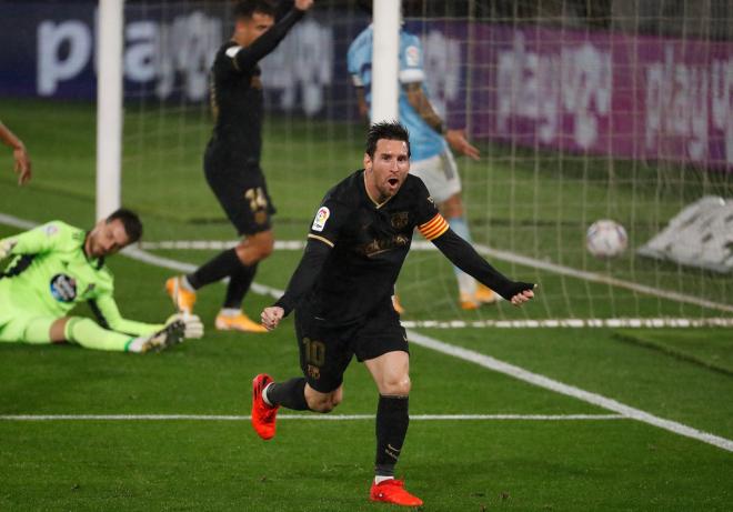Leo Messi, celebrando su gol ante el Celta (Foto: LaLiga).