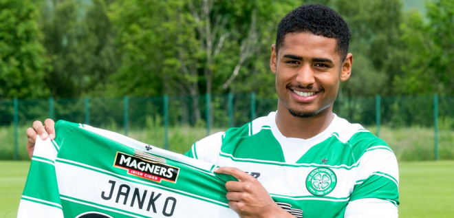 Saidy Janko, en su presentación como nuevo jugador del Celtic de Glasgow.