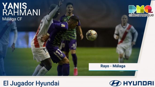 Yanis Rahmani, el jugador Hyundai del Rayo-Málaga.