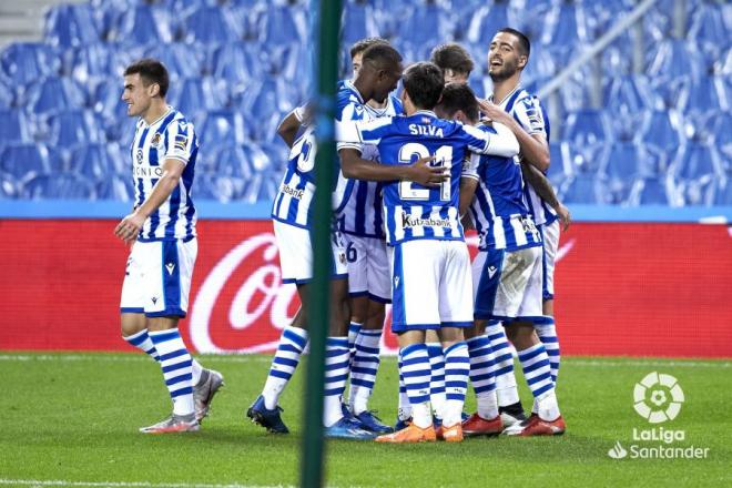 Los jugadores de la Real celebran un gol contra el Getafe (Foto: LaLiga).