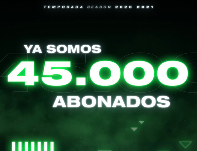 El Real Betis alcanza los 45.000 socios.
