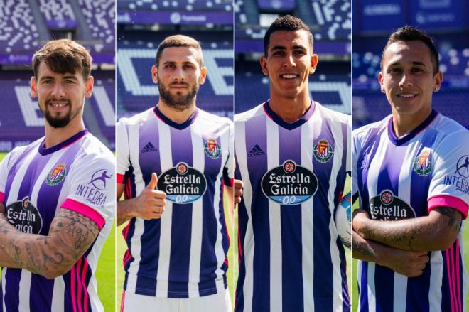 Luis Pérez, Shon Weissman, Jawad El Yamiq y Fabián Orellana, en Zorrilla (Fotos: Real Valladolid).