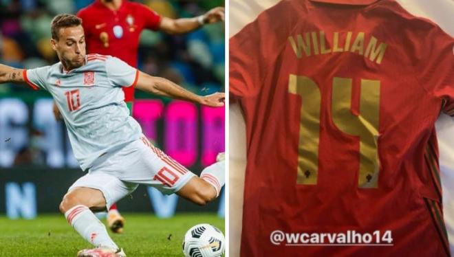 Sergio Canales y la camiseta de William Carvalho.