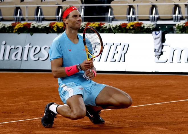 Rafa Nadal, en el momento en que logra su 13º Roland Garros (Foto: EFE).