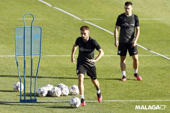 Ismael y Ramón, en un entrenamiento (Foto: Málaga CF).