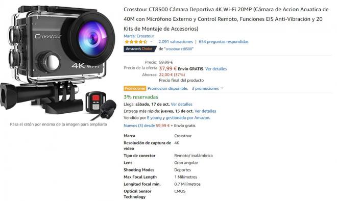 No te pierdas esta cámara deportiva rebajadísima en Amazon.