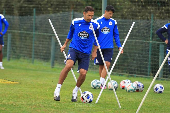 Celso Borges durante un entrenamiento con el Dépor (Foto:RCD)